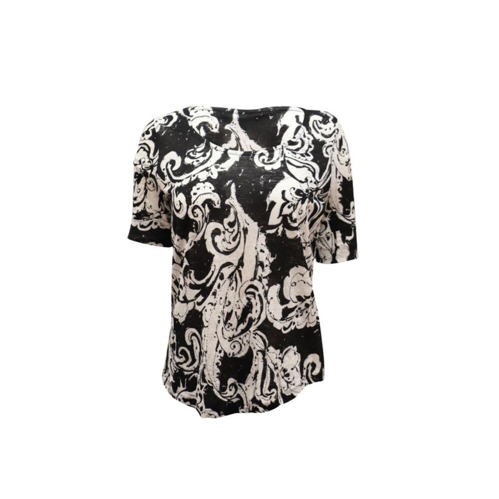 Lauren Ralph Lauren Filigree Print T-Shirt in Black and White Linen